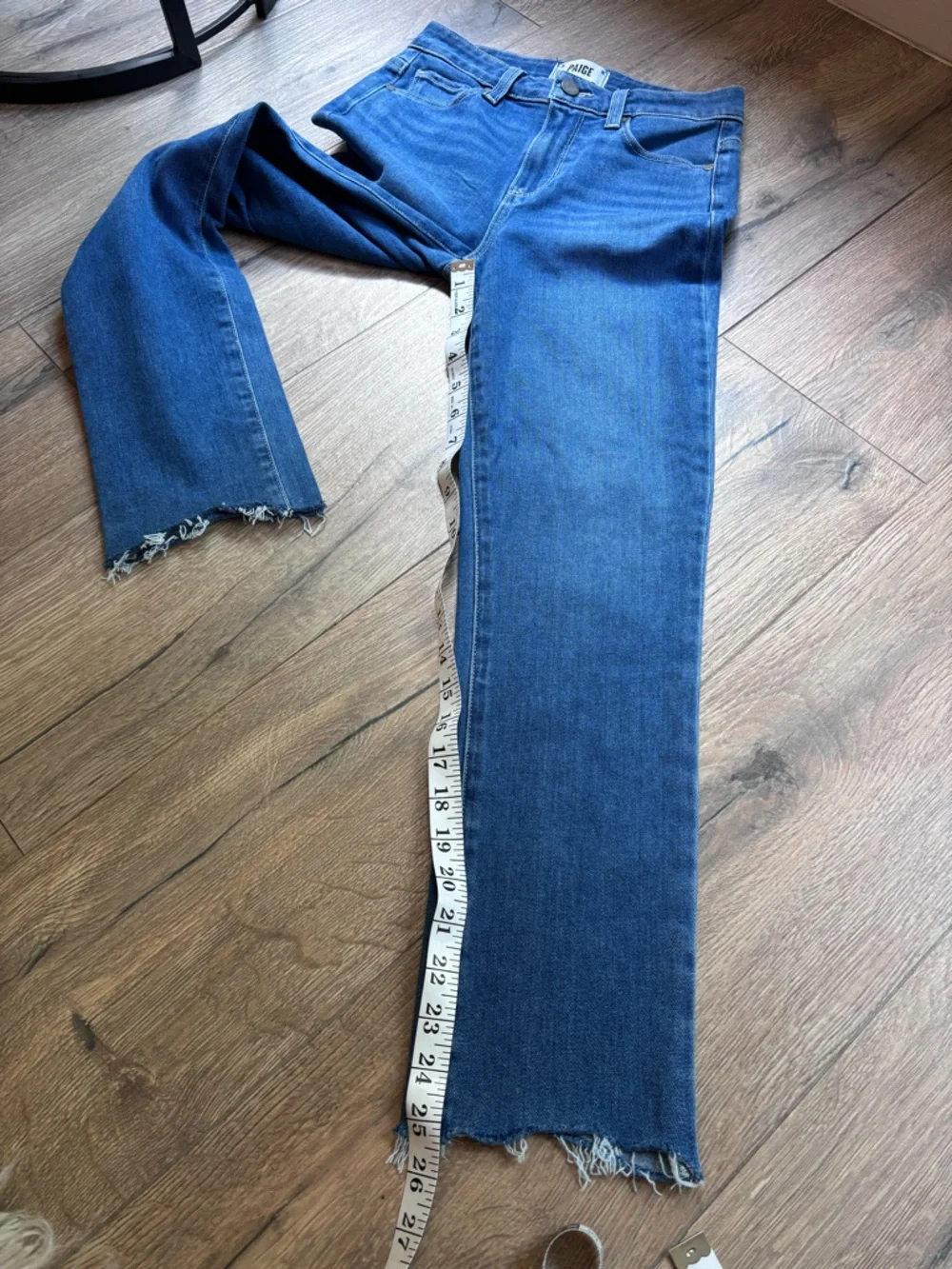 PAIGE Hoxton Slim Crop Jeans 25 High Rise Raw Hem Medium Wash - Picture 14 of 15